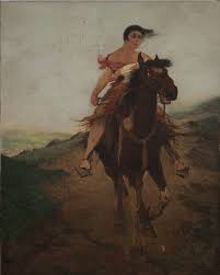Tela "Fuga de Anita Garibaldi a Cavalo"