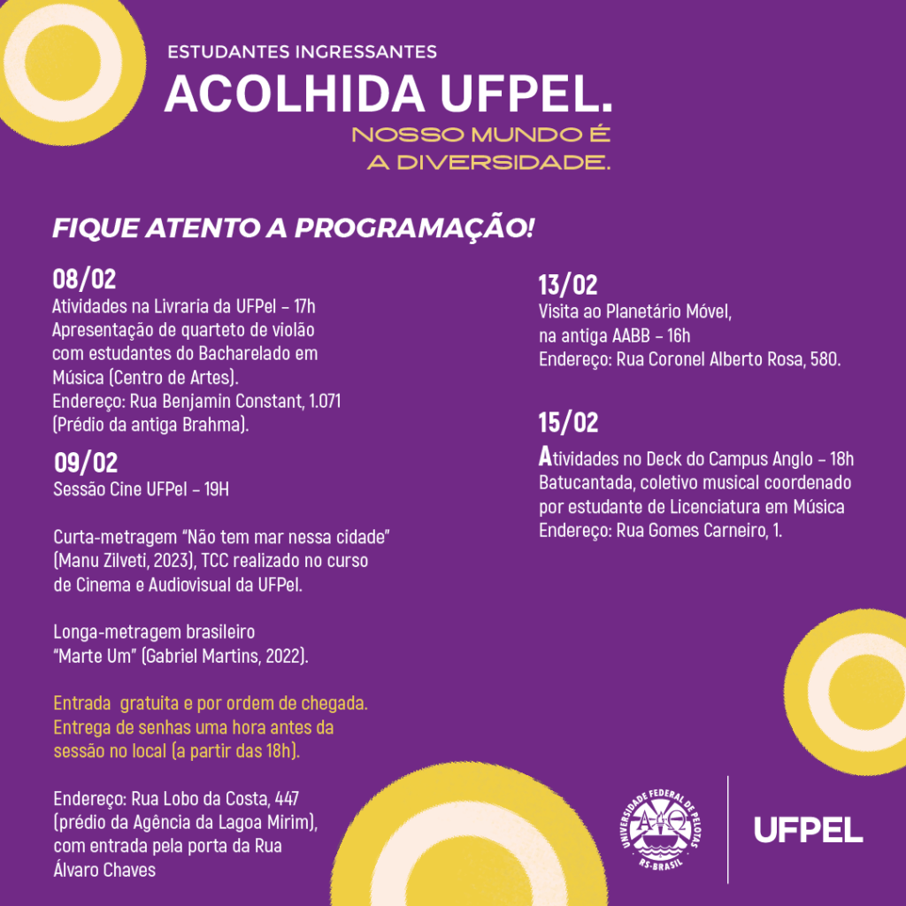 Coordenação De Comunicação Social Acolhida Cine Ufpel Terá Sessão Especial